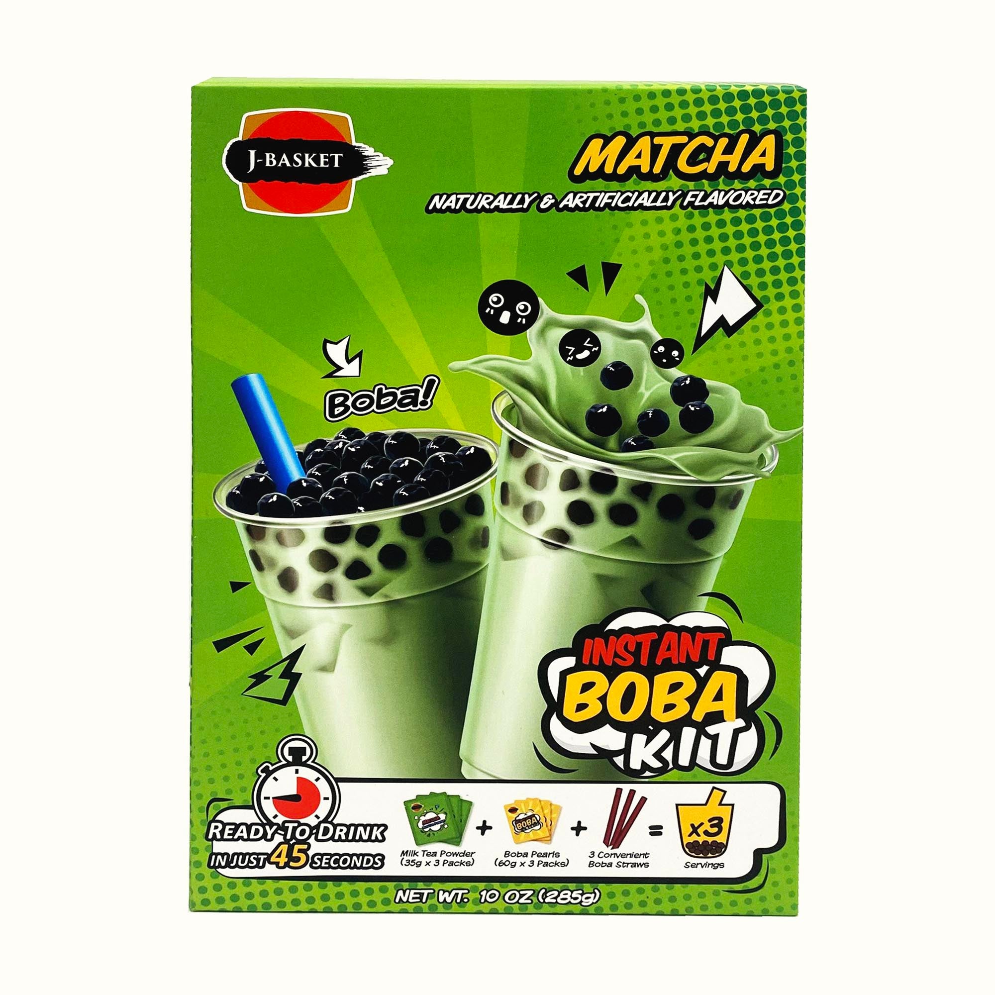 J-Basket Boba Bubble Tea Kit: Black Tea (3 cups)