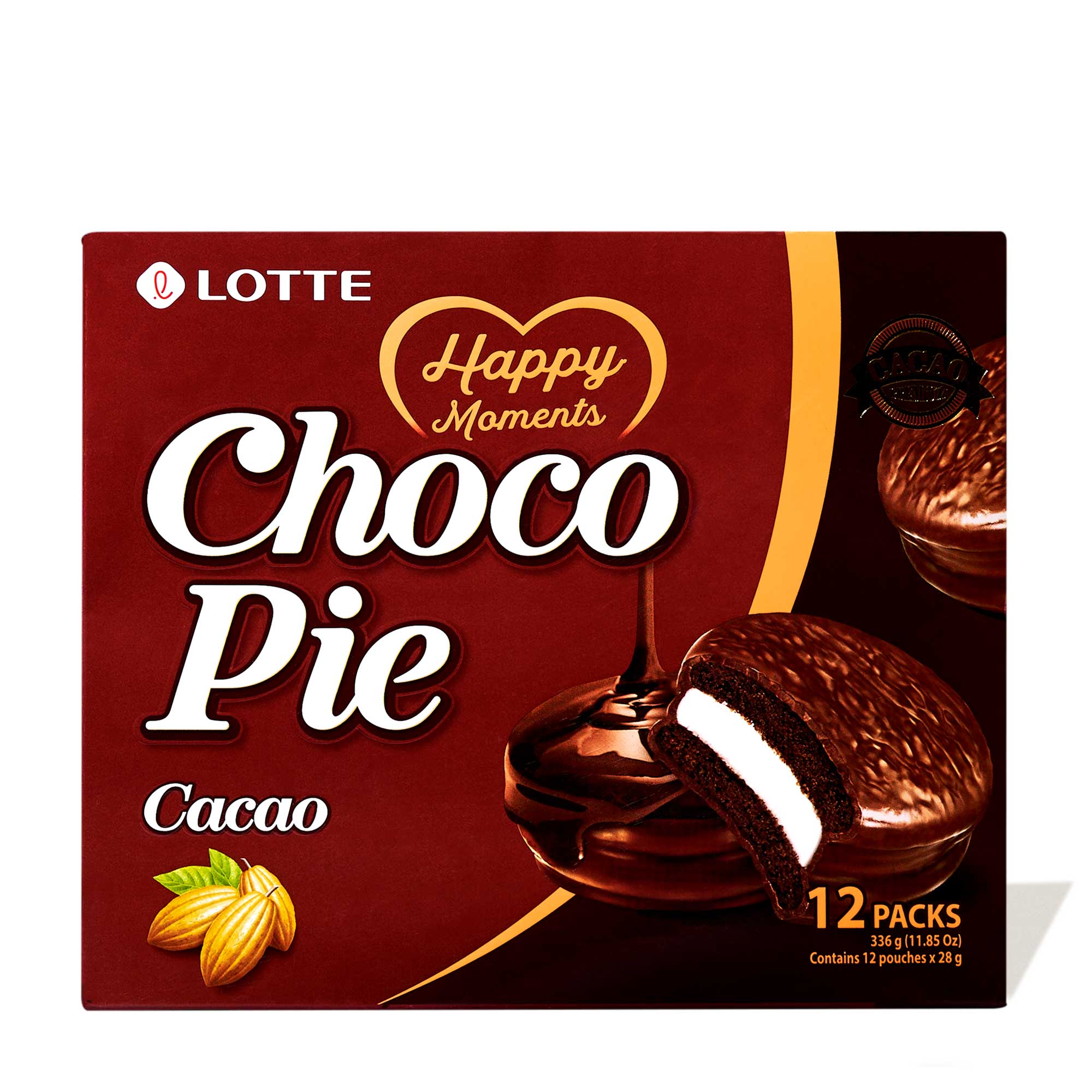 Lotte Choco Pie: Cacao Dark Chocolate (12 pieces)