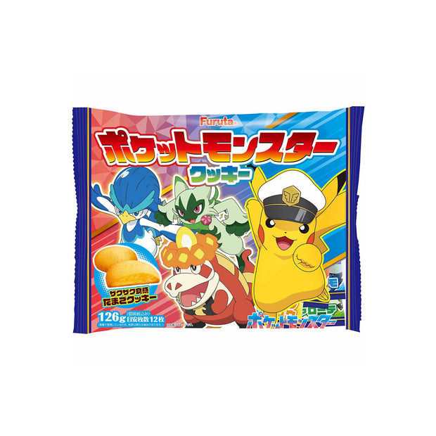 A package of Pokémon cookies featuring Pikachu, Gardevoir, Slowking, and Grovyle on the front—with vibrant graphics and Japanese text—makes a perfect addition to the Dagashi Snack Crate 30-Piece Japanese Snack Variety Box filled with candy, chocolate, cookies, mochi, and Ramune treats for fans of unique Japanese snacks.