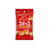 A red packet of Glico Komeko: Scallop features Japanese text and heart-shaped chips, offering a delicious rice-based seafood snack experience.