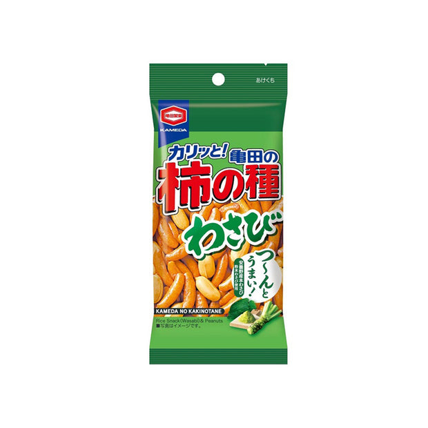Package of Kameda Kaki No Tane Wasabi 57g rice crackers and peanuts.
