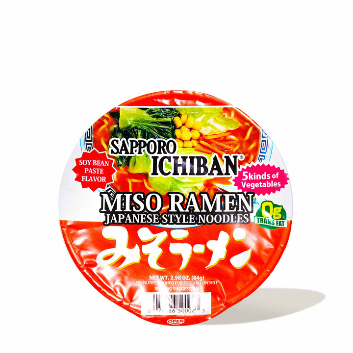 A Sapporo Ichiban Ramen Bowl: Miso on a white background. thumbnail 1