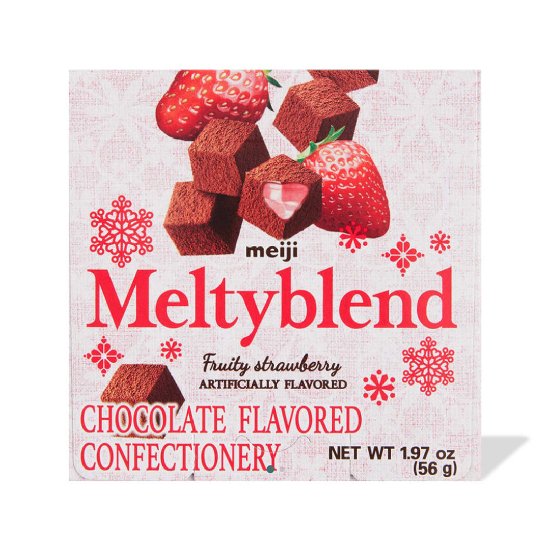 A box of Meiji Melty Blend Chocolate: Fruity Strawberry candies.