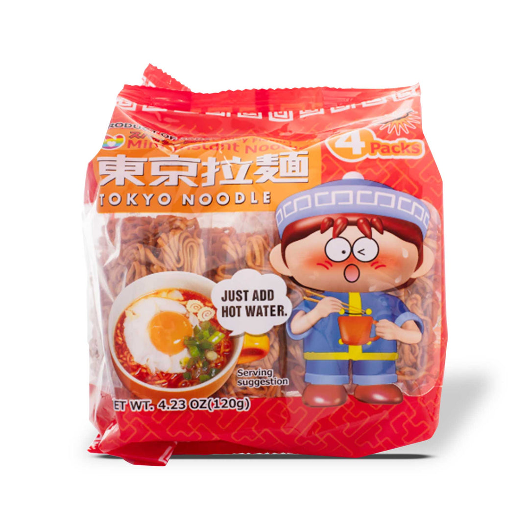 A bag of Tokyo Ramen: Spicy (4-pack) with a cartoon character on it.