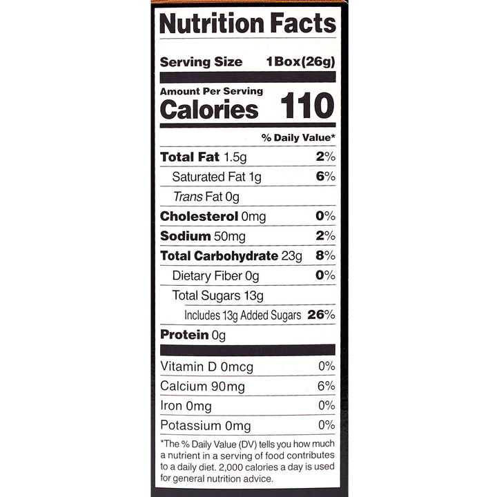 The nutrition facts label on the Bokksu Market DIY Candy Kit Pack (6-Pack) indicates that there are 110 calories per serving, with 0mg of cholesterol and 0g of dietary fiber. It contains 13g of sugars along with various daily value percentages for vitamin D, calcium, iron, and potassium—ideal for anyone making their own candies at home. thumbnail 9