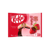 A package of Japanese Kit Kat: Strawberry Chocolate (9 pcs) featuring images of the candy and strawberries, with English and Japanese text.