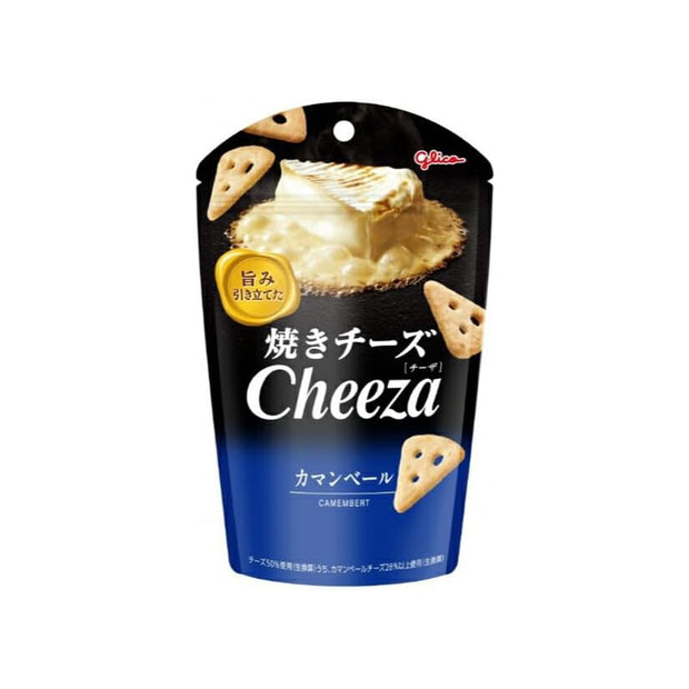 The Doki Doki Snack Adventure Crate (10 pcs) features Glico Cheeza Camembert baked cheese snacks—triangular crackers with rich cheese flavor—making it a savory treat for Japanese snack fans.