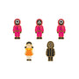The Squid Game Season 3 x Japan Crate (Medium) includes five enamel pins of iconic characters—three masked guards, the orange doll, and a black-masked figure—ideal for fans or pairing with your favorite Korean snacks!. thumbnail 9