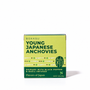 A green and yellow box labeled “Bokksu Tinned Shirasu Anchovies with Black Pepper and Basil-Infused Oil (4-Pack),” featuring tender shirasu anchovies seasoned with black pepper and basil-infused oil for enhanced umami, net weight 2.82 oz, sits on a white background. thumbnail 5