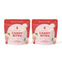 Two packs of White Strawberry Japanese Candy Bites (0.75oz) are displayed side by side, each featuring strawberries and labeled "Flavors of Japan. thumbnail 1