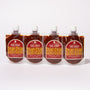 Four pouches of Bokksu Fiery Garlic Chili Sauce (4-Pack), a bold chili garlic paste made in Japan, are arranged side by side with red labels and white caps against a white background. thumbnail 1