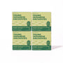 Four boxes of Bokksu Tinned Shirasu Anchovies with Black Pepper and Basil-Infused Oil (4-Pack) are arranged in a square on a white background. Each box contains tender shirasu anchovies infused with basil oil and black pepper, offering a delicate burst of umami flavor. thumbnail 1