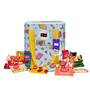 A blue insulated bag with yellow handles and candy illustrations is pictured alongside the Doki Doki Kit Kat Variety Pack (50 Pcs), featuring Japanese Kit Kats in colorful wrappers. thumbnail 1
