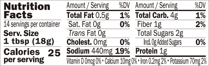 A nutrition label showing the nutrition facts of the Kuze Fuku Green Onion Miso Rice Topping by Kuze Fuku. thumbnail 2